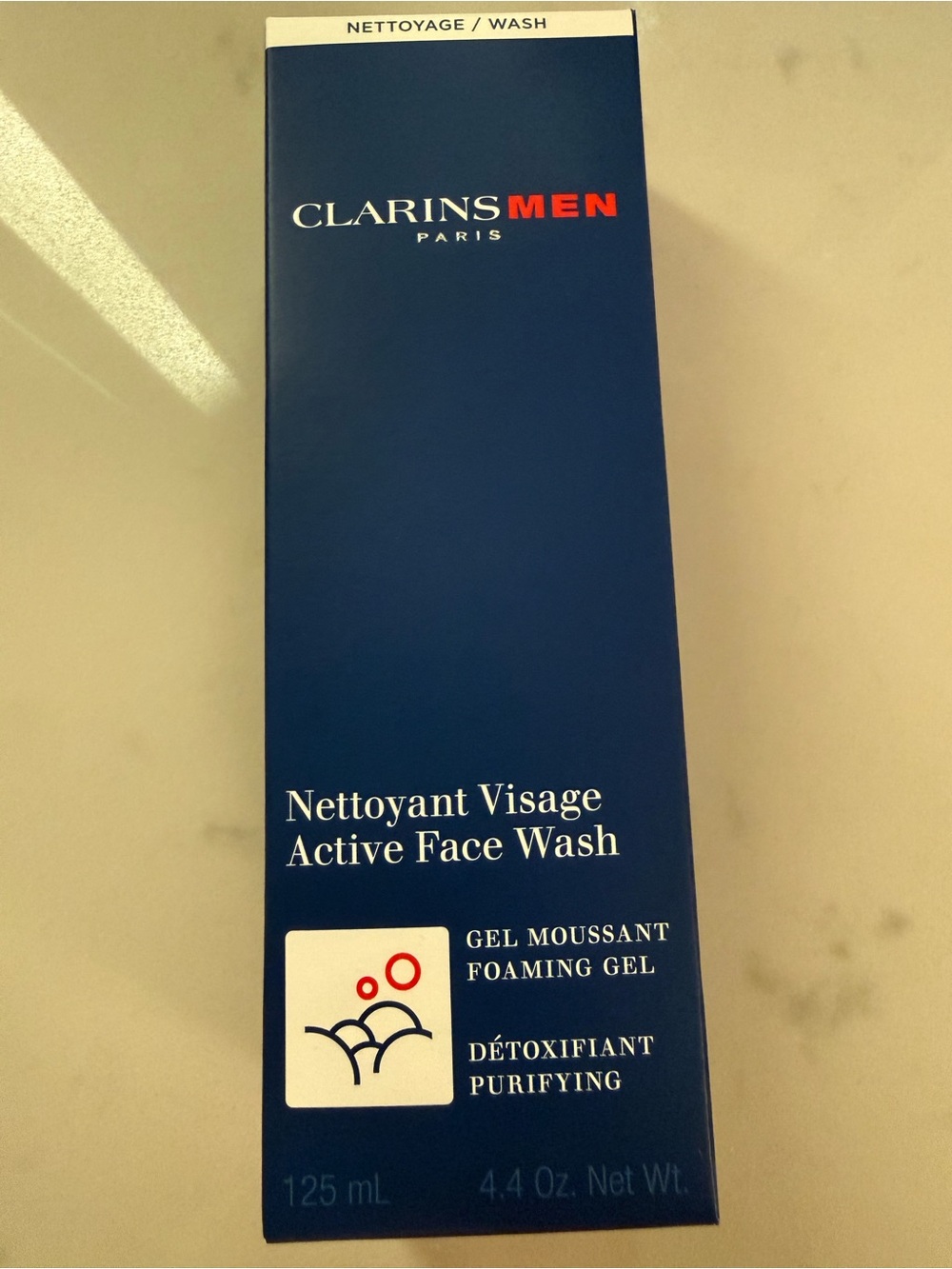 Clarins Men Active Face Wash - Navy Blue with Red Accent